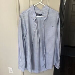 Vineyard Vines Men's Light Blue Plaid Shirt